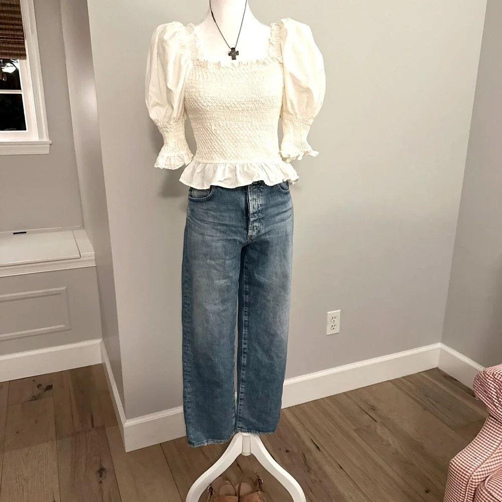 SEA Simona Puffed Sleeve Smocked Top - Picture 1 of 11